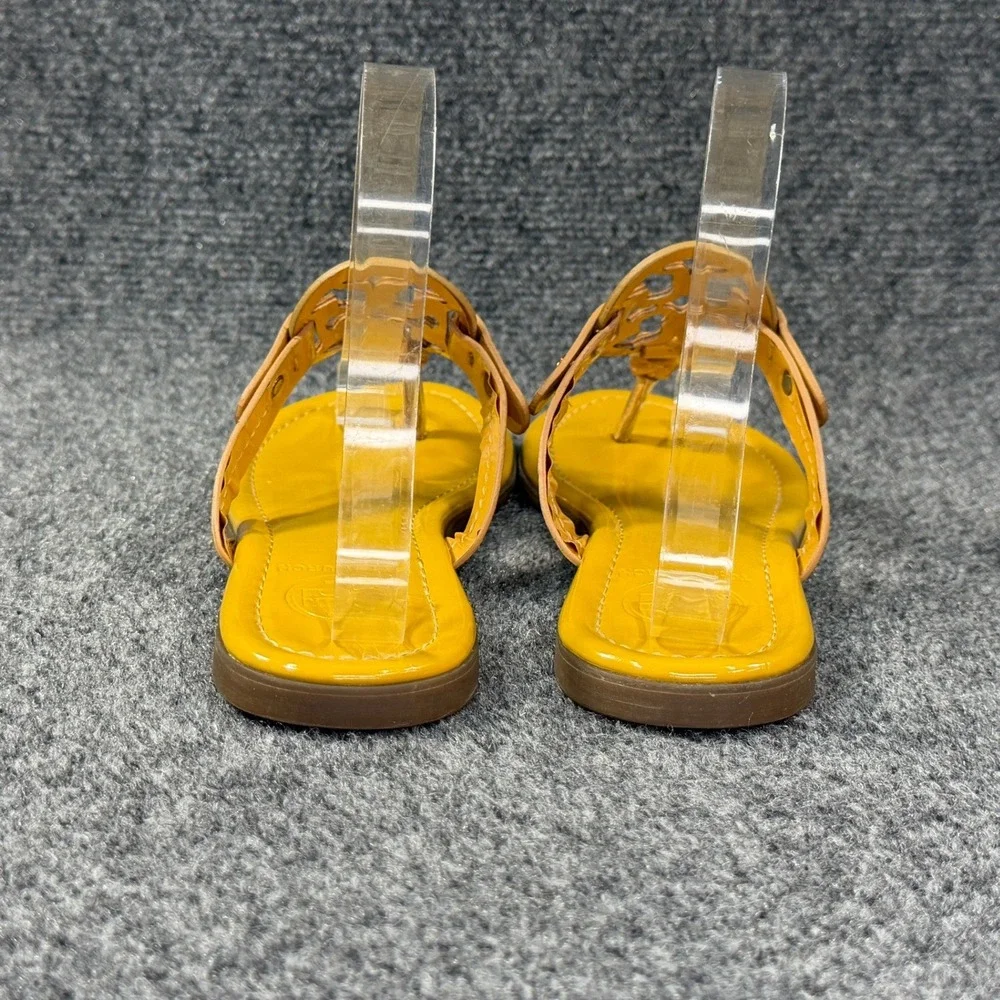 Tory Burch Miller Sandals Womens 6.5 Lemon Yellow Patent Leather Thong Flip Flop
